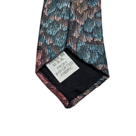 Vtg Oscar de la Renta Mens Necktie Tie Copper Turquoise Abstract Retro Designer - Picture 5 of 7